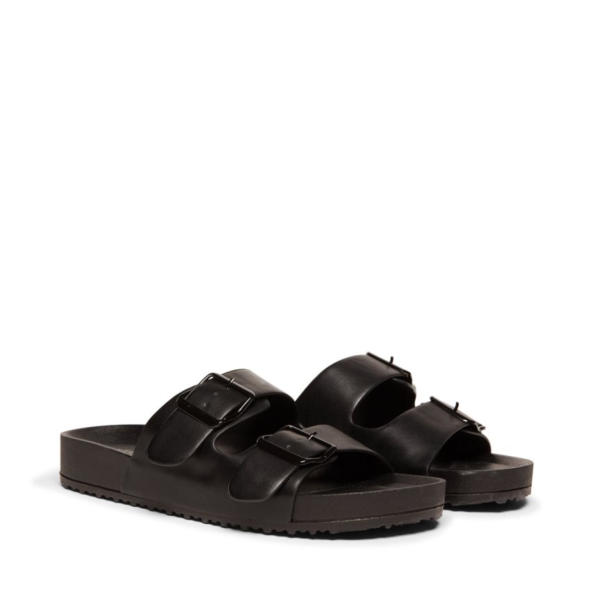 Black Steve Madden Teddy-t Women\'s Slides | PH 6075ZQW